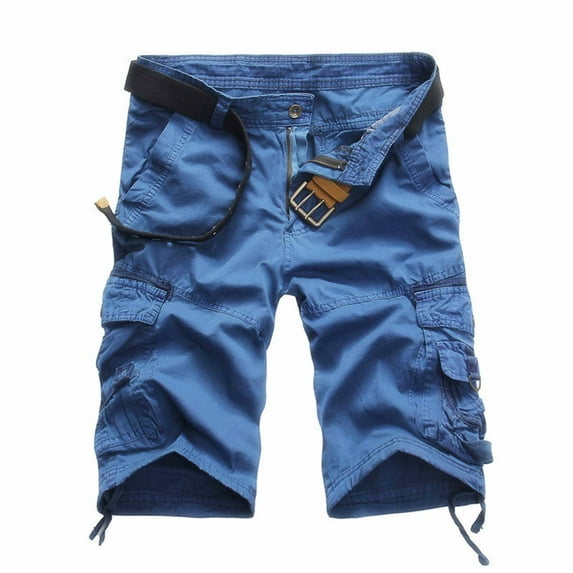 Mens Work Shorts Men's Cargo Shorts Multi Pockets Relaxed Summer Beach Shorts Pants Mens Work Shorts Cargo Blue M