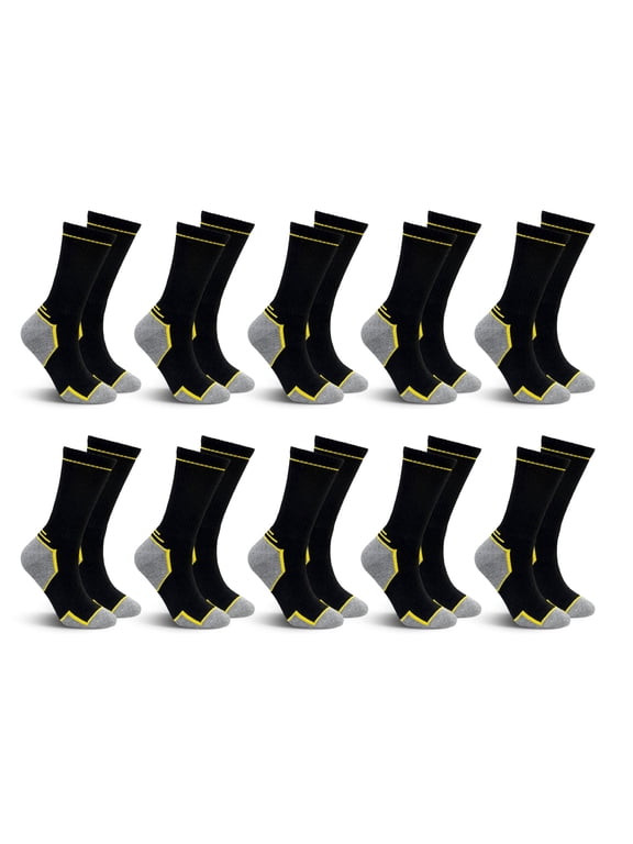 Mens Work Sock, AMITOFO Thick Durable Boot Socks for Men Size 11-13 Breathable Seamless Toe Mens Outdoor Work Socks for All-Season Wear Black 10-Pack