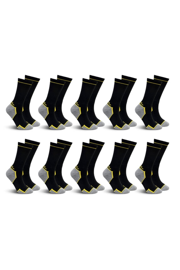 Mens Work Sock, AMITOFO Thick Durable Boot Socks for Men Size 9-12 Breathable Seamless Toe Mens Outdoor Work Socks for All-Season Wear Black 10-Pack