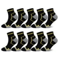 thumbnail image 1 of Mens Work Socks, AMITOFO Durable Boot Socks for Men, Breathable Cushioned Reinforced Toe & Heel Compression Arch Support Outdoor Workwear Ankle Socks, Black 10 Pack Size 13-15, 1 of 7