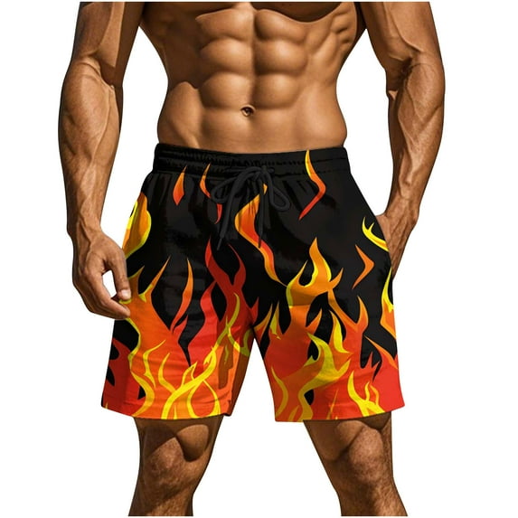 Mens Workout Athletic Shorts 7 inch Inseam Quick Dry Hiking Shorts Men Lightweight Sports Gym Shorts Running Orange M