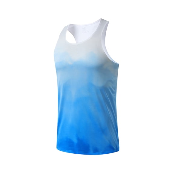 Mens Workout Athletic Tank Top Ombre Tie Dye Sleeveless Crew Neck Stretch Sports Gym Tee Top Fathers Gift