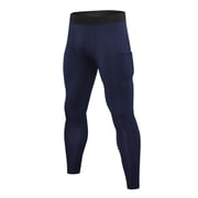 Mens Workout Compression Pants with Pockets High Waisted Shapewear Leggings Trousers Casual Quick-Drying Stretchy Slim-Fit Athletic Pant