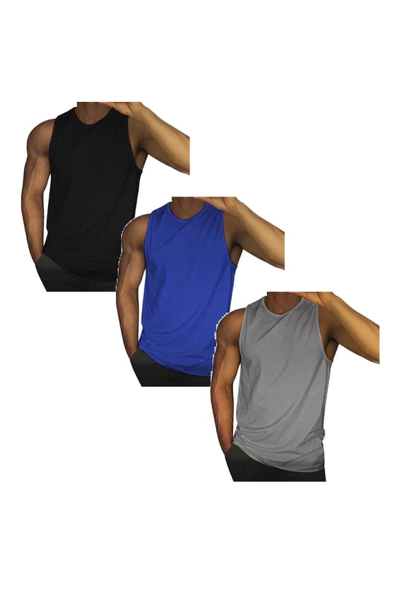 Mens Workout Cut Off Shirts Perfect Muscle Shirt Bodybuilding Tank Tops Sleeveless Gym T Shirts 3 Pack