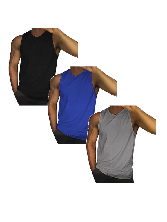 Mens Workout Cut Off Shirts Perfect Muscle Shirt Bodybuilding Tank Tops Sleeveless Gym T Shirts 3 Pack