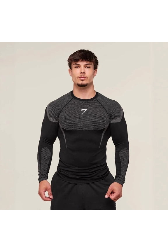 Mens Workout Gym Muscle Shirts Long Sleeve Casual Basic Tee Shirt Summer Basic Lightweight Pullover Bodybuilding