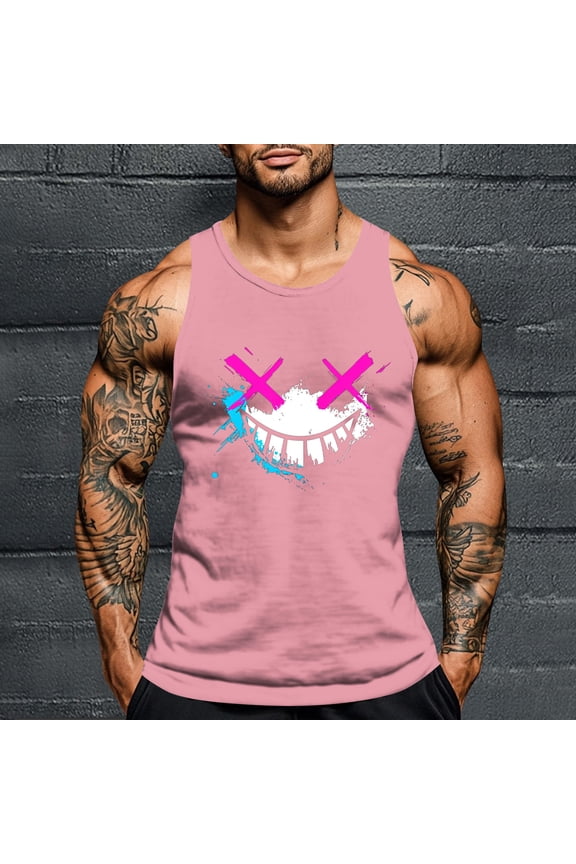 Men's Sleeveless Tank Mens Workout Gym Slim Fit Tops Scoop Neck T-Shirt Halloween Printed Personalized Fashion Tank