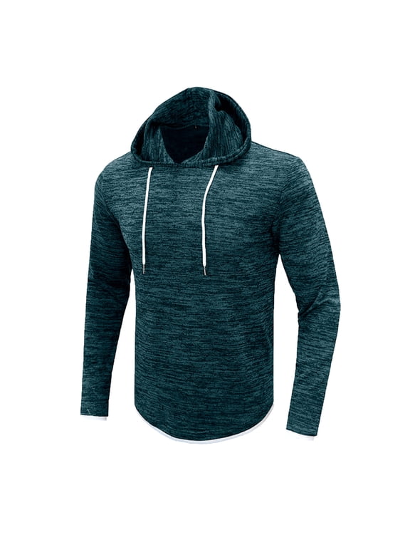 Mens Workout Hoodies Sweatshirt Comfort Long Sleeve Tshirt Undershirt Base Layer Tops Slim Fit Hooded Pullover Tees