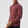 thumbnail image 1 of Mens Workout Hoodies T Shirts Big & Tall M-5X Plus Size Casual Long Sleeve Lightweight Solid Stretchy Slim Pullover Athletic Hooded Tops, 1 of 4