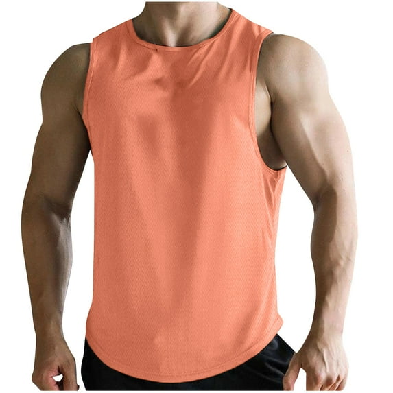 Mens Workout Mesh Tank Tops Quick Dry Sleeveless UPF 50+ Muscle Tee Cut off Shirts for Athletic Gym Running Swim Beach Training Big and Tall Size M-3XL Pink