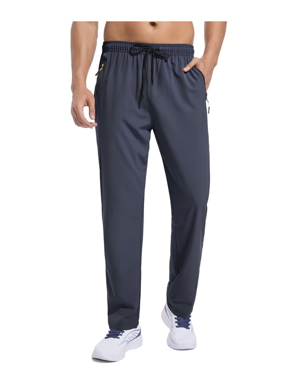 Mens Workout Pants Quick Dry Water Resistant Lightweight Athletic Pants for Hiking Track Jogger Outdoor Running with Zipper Pockets XL
