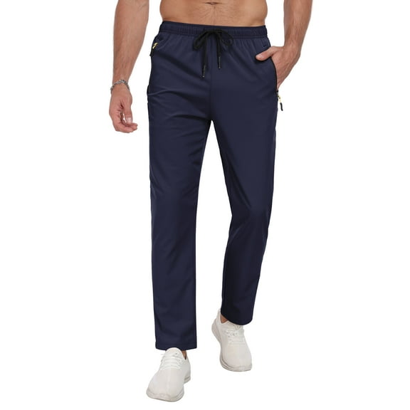 Lavenicole Mens Workout Pants Quick Dry Water Resistant Lightweight Athletic Pants for Hiking Track Jogger Outdoor Running with Zipper Pockets M