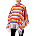 thumbnail image 1 of Mens Workout Shirt Mexican Cape Cape Ethnic Print Striped Fringe Poncho Mens Sprimg Clothing,Orange,One Size, 1 of 4