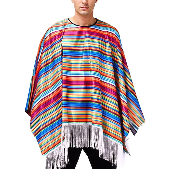 Mens Workout Shirt Mexican Cape Cape Ethnic Print Striped Fringe Poncho Mens Sprimg Clothing,Pink,One Size