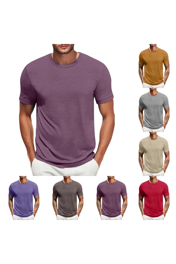 Mens Workout Shirts Dry Fit Athletic Short Sleeve Tshirts Moisture Wicking Gym Running Performance Shirt Dark Purple XL