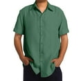 thumbnail image 1 of Mens Workout Shirts Fashion Beach Seaside Classic Short Sleeved Bowling Button Closure Mens Performance Polos,Green,2XL, 1 of 7