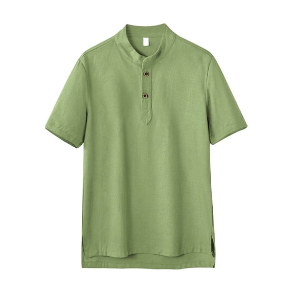Mens Workout Shirts Fashion Spring And Short Sleeved Stand Up Printed Breathable Tops Mens Summer Clothing,Green,5XL