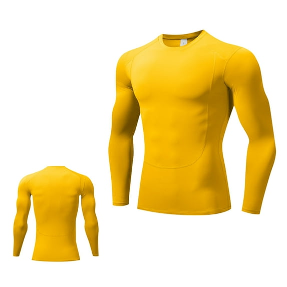 Mens Workout Shirts Qiggri Men's Quick Drying Solid Color Sports Running Long Sleeve Round-Neck Tops