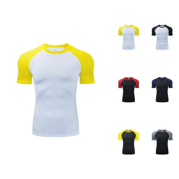 Mens Workout Shirts Quick Drying Moisture Wicking Stretchy Compression Gym Tshirt Athletic Running Shirts for Men