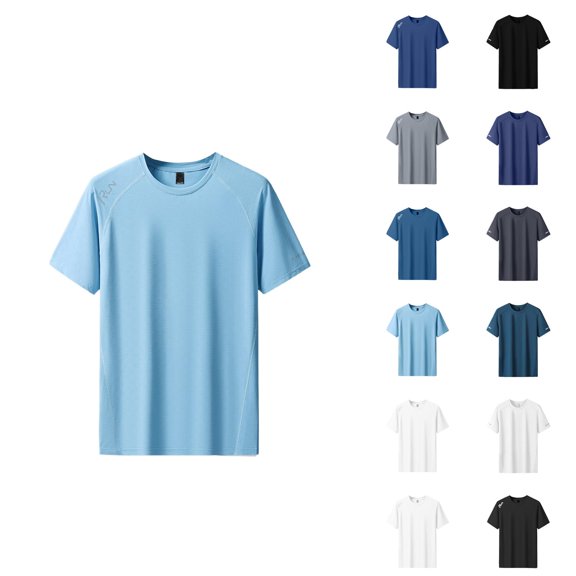 Mens Workout Shirts Quick Drying Stretchy Breathable Moisture Wicking Cooling Tshirt Athletic Running Shirts for Men