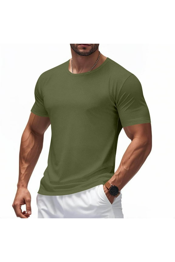 Mens Workout Shirts Running Top Athletic Tee Moisture Wicking Crewneck Gym T-Shirts Short Sleeve