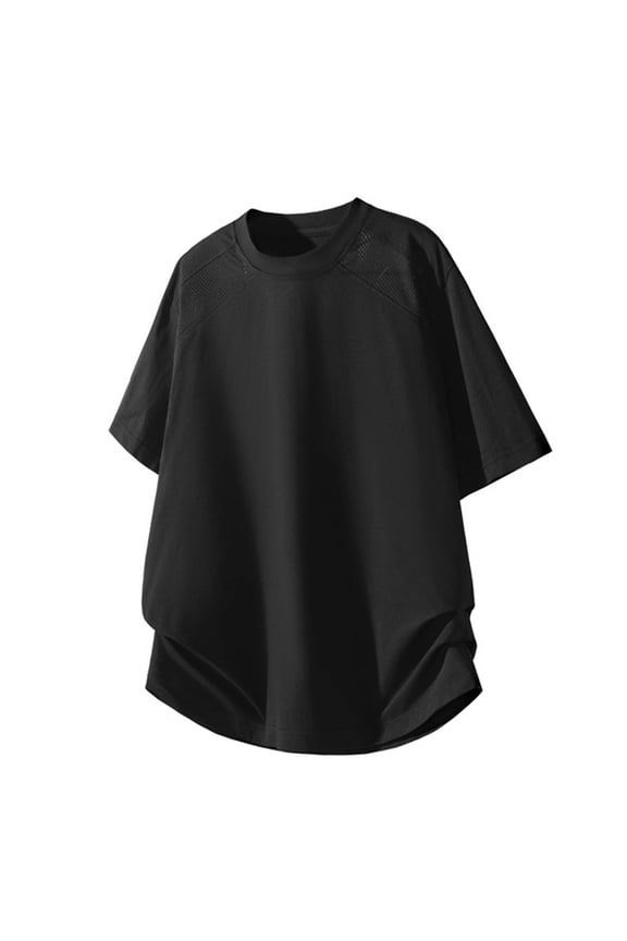 Mens Workout Shirts Short Sleeve Athletic Quick Dry Breathable Shirts Running Gym Crewneck T-Shirts Big and Tall Size M-5XL Black