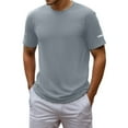 thumbnail image 1 of Mens Workout Shirts Short Sleeve Solid Crewneck Moisture Wicking Tee Tops Summer Lightweight Slim Fit Gym Running T-Shirts Grey S, 1 of 9