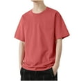 thumbnail image 1 of Mens Workout Shirts Summer Athletic Running Gym Short Sleeve Tee Shirts Casual Loose Crewneck Pullover Outfits Hot Pink XXXXXL, 1 of 5