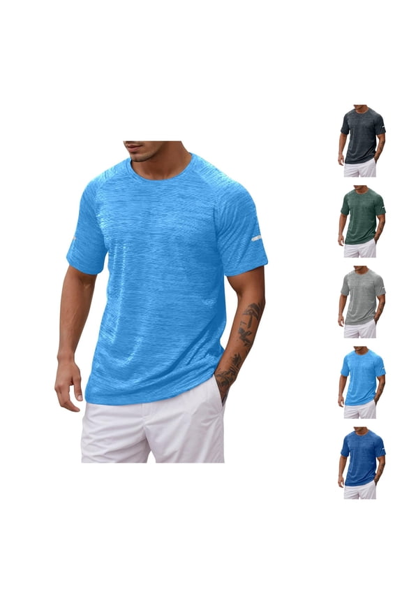 Mens Workout Shirts Summer Moisture Wicking Quick Drying Lightweight Breathable Tshirt Athletic Running Shirts for Men