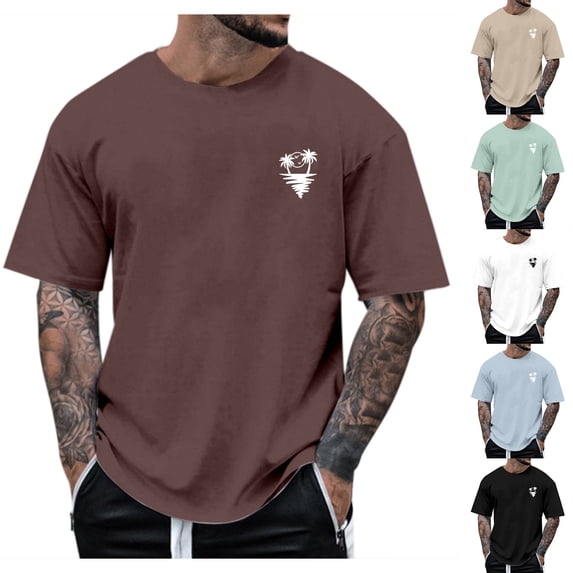 Mens Workout Shirts Xl Short/long Sleeve Big & Tall Cotton Short Sleeve Comfy Solid Color Boat Neck Casual Outdoor Basic Tops