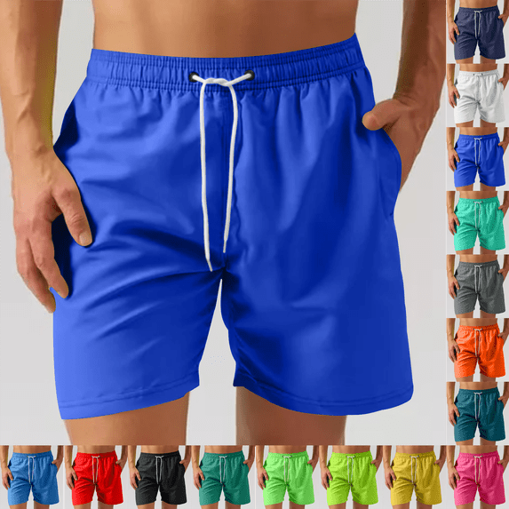 Mens Workout Shorts Drawstring Elastic Waist Quick Dry Mesh Pockets Training Running Athletic Gym Shorts Size M-2XL