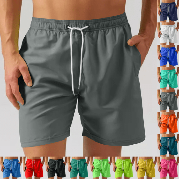 Mens Workout Shorts Drawstring Elastic Waist Quick Dry Mesh Pockets Training Running Athletic Gym Shorts Size M-2XL