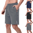 thumbnail image 1 of Mens Workout Shorts Lightweight Quick Dry Breathable Elastic Waist Gym Jogging Athletic Shorts with Zipper Pockets Dark Gray S, 1 of 10