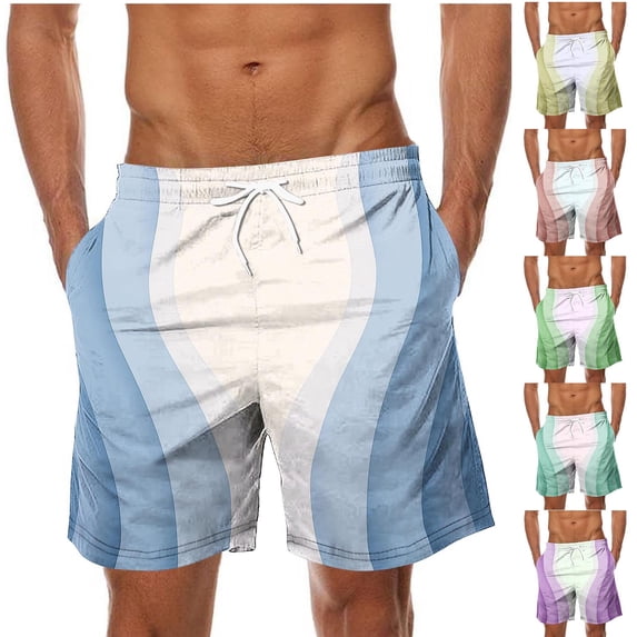 Mens Workout Shorts Mens Exercise Shorts Work Shorts for Men Workout Shorts Men Fashion Printed Elastic Waistband Drawstring Pocket Beach Pants Mint Green XXXXL