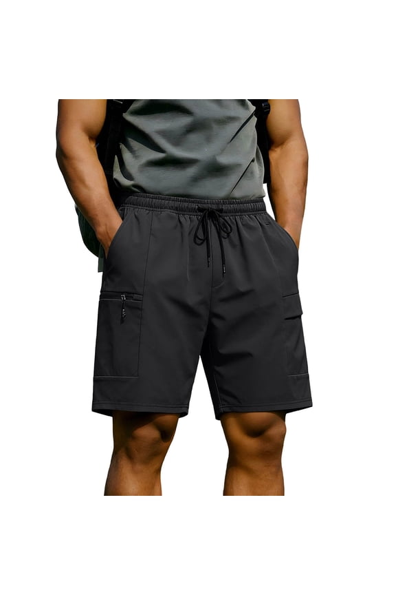 Mens Workout Shorts Solid Color Casual Sporty Elastic Waist Zippered Pocket Fitness Training Tropical Vacation Clothes