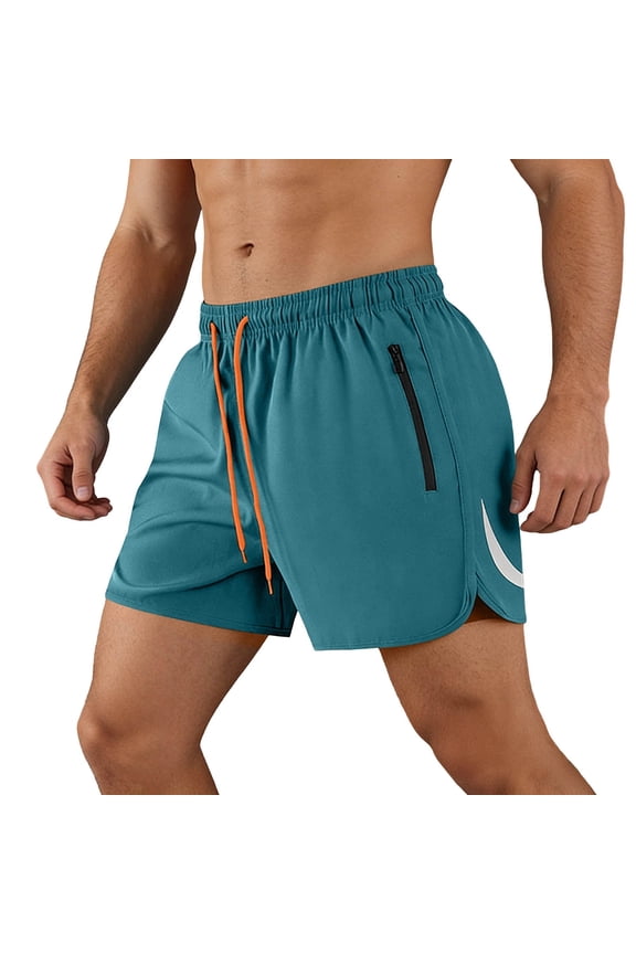 Mens Workout Shorts Solid Color Casual Sporty Elastic Waist Zippered Pocket Fitness Training Tropical Vacation Clothes
