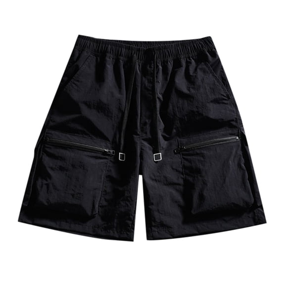 Mens Workout Shorts Summer Japanese Style Shorts Sports Ice Silk Shorts Quick Drying Black L