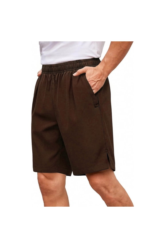 Mens Workout Shorts with Pockets Elastic Waist Lightweight Split Side Athletic Gym Workout Bottoms Running Shorts