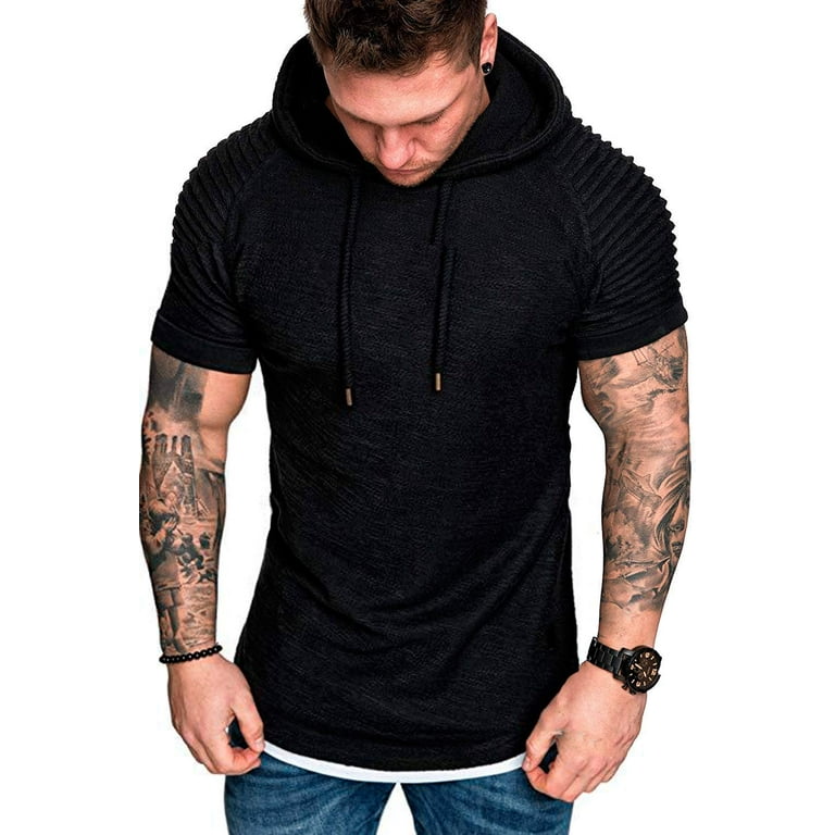 Black muscle fit hoodie sale