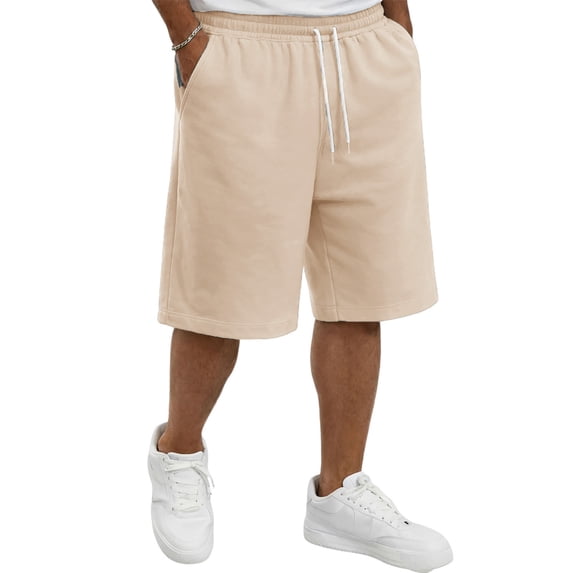 Mens Workout Sweat Shorts Casual Fitness Shorts Athletic Gym Shorts For Men Elastic Drawstring Waist with Pockets Khaki S
