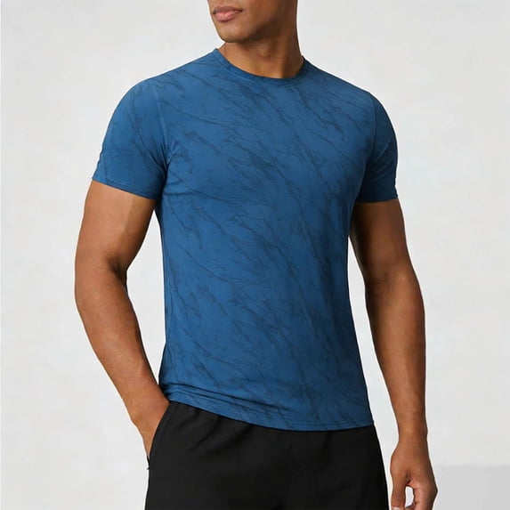 Mens Workout T Shirt Moisture Wicking Quick Dry Print Tees Short Sleeve Reflective Athletic Gym Running Shirts Size M-3XL