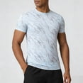 thumbnail image 1 of Mens Workout T Shirt Moisture Wicking Quick Dry Print Tees Short Sleeve Reflective Athletic Gym Running Shirts Size M-3XL, 1 of 8