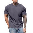 thumbnail image 1 of Mens Workout T Shirts Large Mens Shirts Men's Casual Rib Knit Short Sleeve T Shirts Crew Neck T-Shirt Solid Tee Tops Lightweight Confortable Muscle Tee Blouse, 1 of 6