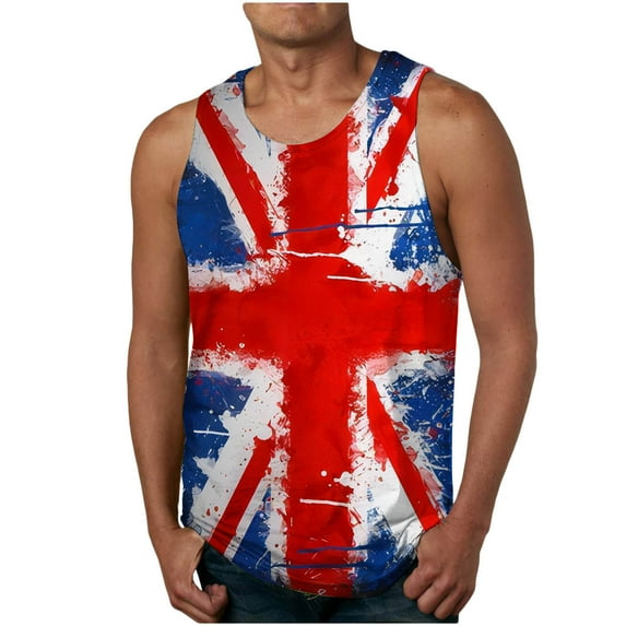 Mens Workout Tank Top Undershirt Independence Day USA Flag Tops 4th of July Tank Shirts Gym Athletic Fitness Sports Workout Sleeveless T-Shirts