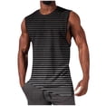 thumbnail image 1 of Mens Workout Tank Tops Casual Gradient Striped Sleeveless Muscle Shirts Cotton Gym Stretch Tee Shirt Black, 1 of 5