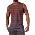 thumbnail image 1 of Mens Workout Tank Tops Casual Gradient Striped Sleeveless Muscle Shirts Cotton Gym Stretch Tee Shirt Wine, 1 of 5