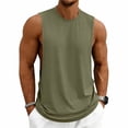 thumbnail image 1 of Mens Workout Tank Tops Cut Off Sleeveless Muscle Shirts Gym Athletic Running T Shirt Army Green XL, 1 of 9