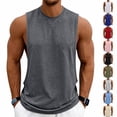 thumbnail image 1 of Mens Workout Tank Tops Cut Off Sleeveless Muscle Shirts Gym Athletic Running T Shirt Dark Gray 2XL, 1 of 10