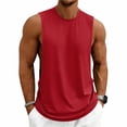 thumbnail image 1 of Mens Workout Tank Tops Cut Off Sleeveless Muscle Shirts Gym Athletic Running T Shirt Red L, 1 of 9