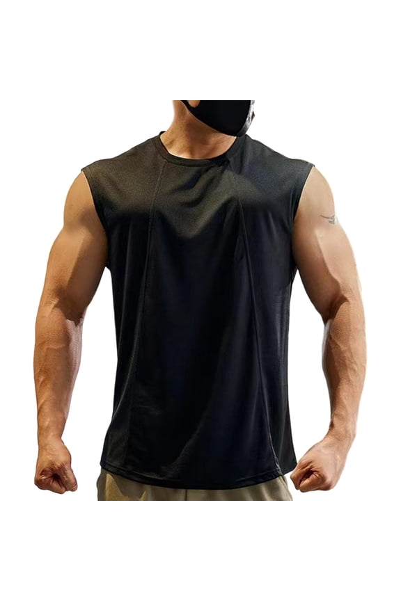 Mens Workout Tank Tops Fitness Bodybuilding Sleeveless Gym Muscle Stringer Shirts Slim Fit Breathable Quick Dry T Shirt